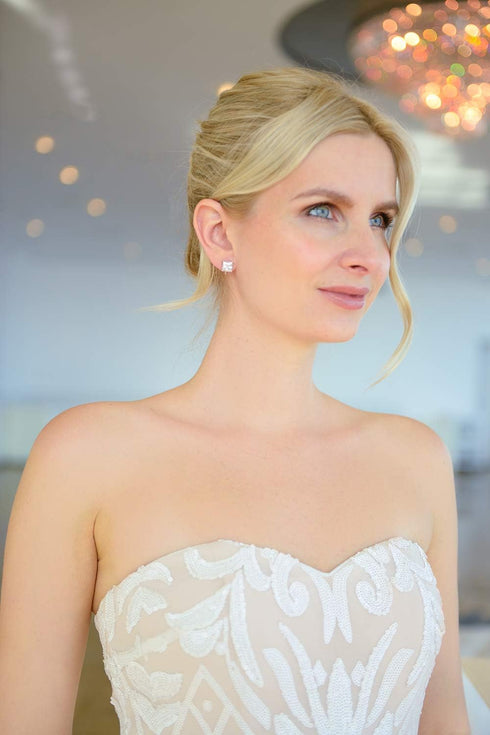 Mariell 2 Carat Princess-Cut Cubic Zirconia Clip On Earrings - Genuine Platinum Plated Clip-on Studs...