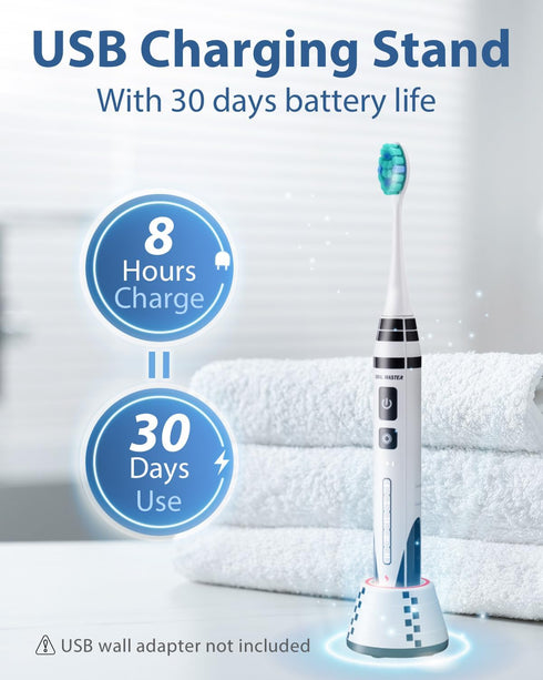 Electric Toothbrush for Adults, Sonic Rechargeable Toothbrush with 5 Modes and 42,000 VPM, 3 Brush Heads Travel Electric Toothbrush Fast Charge fo...