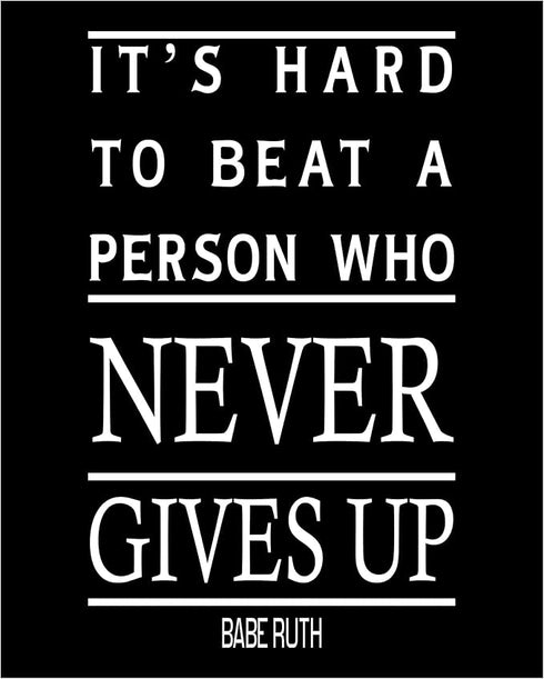 Posterizer 1 pcs-Babe Ruth-Its Hard To Beat A Person Who Never Gives Up-Sports & Hobby Art-Motivational & Inspirational Art-Gifts for sports fans-...