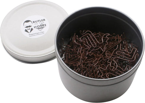 100 Count Deer Shaped Paper Clips Great for Paper Clip Collectors or Office Gift - Comes in Round Tin with Lid and Gift Box (Brown)...