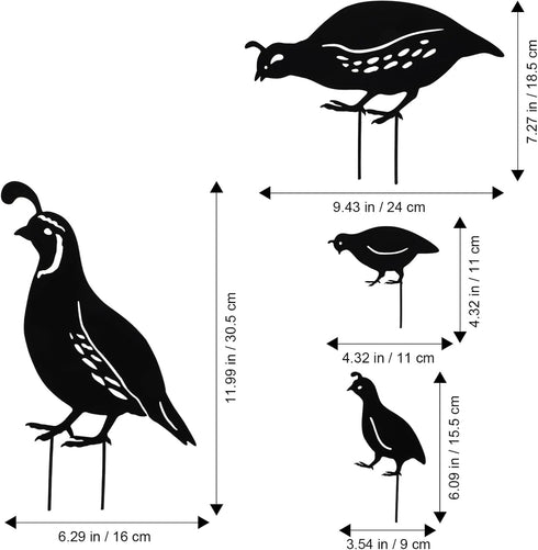 jojofuny 4pcs Garden Quail Stake Bird Yard Art Metal Statue Decor Animals Silhouette Outdoor Decoration Courtyard Ornaments for Lawns Backyard Pat...