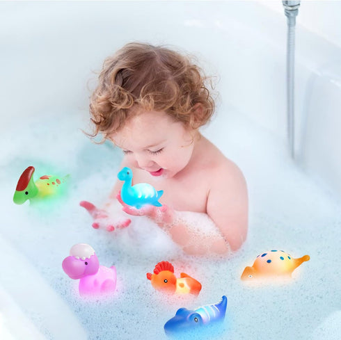 Bath Toys for Toddlers 1-3: 6 Packs Light-Up Floating Dinosaur Baby Toddler Bath Toys Set for Boys Kids Birthday Easter Christmas - Water Bathtub ...