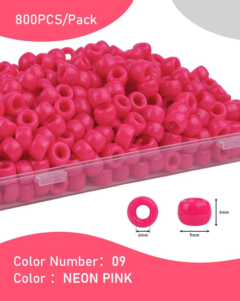 Deinduser Bulk Pony Beads with Storage Box - Red Pony Beads, Rainbow Pony Beads for Bracelets, Beads for Crafts, Hair Beads for Braids for Girls, ...