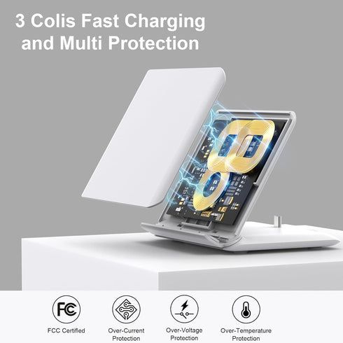 Wireless Charger for Samsung, 2 in 1 Wireless Charging Station Compatible with Samsung Galaxy Z Fold 6/5/4/3, Charger for Galaxy S24/S23/S22/Galax...