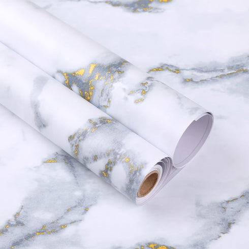Marble Contact Paper Gray Textured Self-Adhesive PVC Removable Wallpaper for Bathroom Kitchen Countertops Cabinets Furniture (15.7 X 78.7 in Gloss...