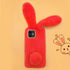 Omorro for iPhone 11 Case Plush Rabbit Case for Women Girls Soft Warm Fluffy Furry Bunny Ear Fur Phone Case Protective Cover with Bling Crystal Rh...
