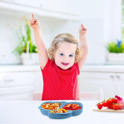 Vicloon Toddler Plates with Suction, Toddler Plates, 100% Food-Grade Silicone Divided Design, Non-Slip, Microwave and Dishwasher Safe...