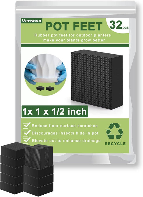 vensovo Planter, 1 Inch Plant Pot Feet for Outdoor Planters - 32 Pack, Rubber Pot Risers Elevate up 1/2 inch, Plant Stand for Medium and Small Pot...