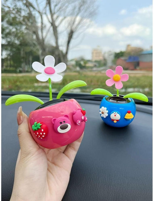 Rose Red Solar Dancing Flower Car Dashboard Decorations - Funny Solar Powered Dancing Flower Pot Flower Swinging Toy for Car Decor Funny Gifts for...