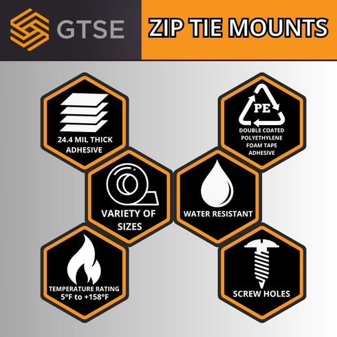 GTSE 100 Pack White Zip Tie Mounts, 1" Adhesive Mounting Squares, Cable Tie Mount, Cable Clips Organizer Holders, Zip Tie Anchor for Wire Bundles,...