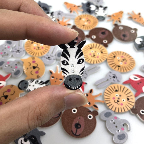 50Pcs Animal Wooden Buttons Cute 2 Holes Mixed Cartoon Wood Button for Sewing Art Craft, DIY Crafts, Scrapbooking, Sewing, Cardmaking...