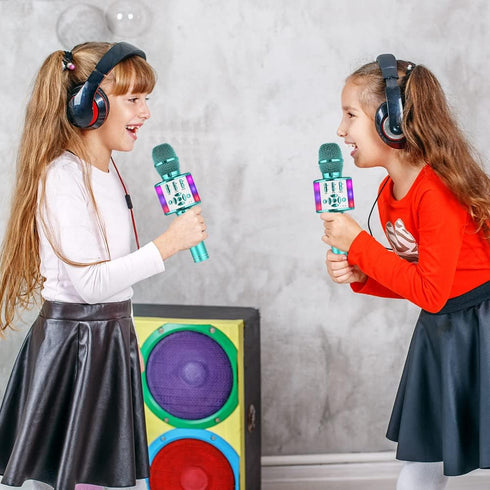 Amazmic Kids Karaoke Microphone Machine Toys for Girls Bluetooth Microphone with LED Light, Birthday Gift for Girls Boys 3 4 5 6 7 8 9 10 11 12 Ye...