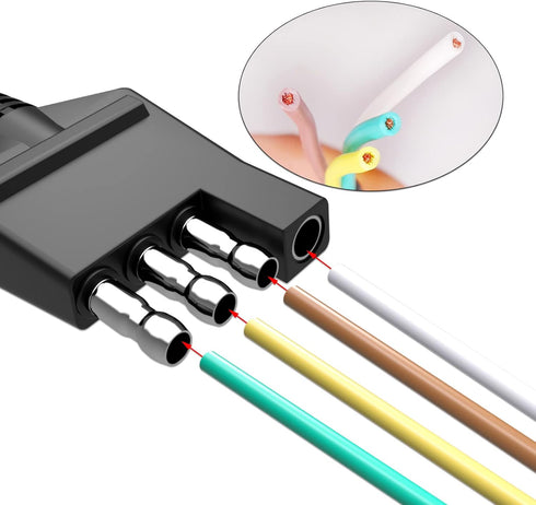 Goupchn 4-Way Trailer Wiring Harness 18AWG 6.56ft 4-Pin Trailer Connector to 4 Flat Trailer Wire Extension Cable...