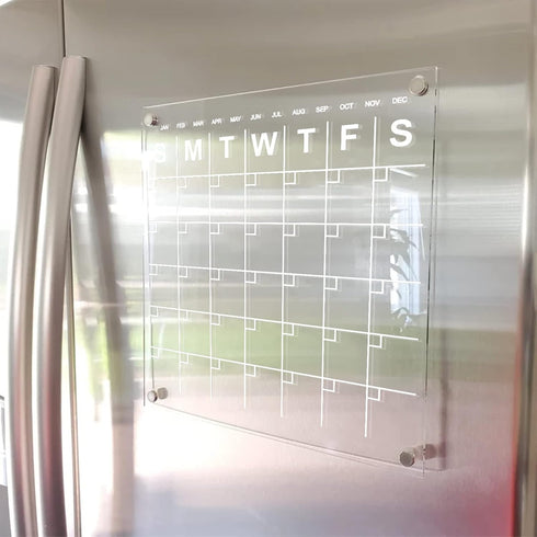 Acrylic Calendar for Fridge 12"x 12" Magnetic Calendar for Refrigerator Dry Erase Board Calendar White Board for Fridge with 4 Markers......