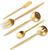 Matte Gold Serving Silverware Set, 5-Piece Round Shared Utensils Set of Stainless Steel, Hostess Flatware Serving Set, Satin Finish, Dishwasher Sa...