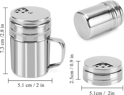 Accmor 5oz Salt and Pepper Shakers with Adjustable Pour Holes, Stainless Steel Dredge Shaker, Seasoning Spice Shakers for Salt Pepper Cinnamon Sug...