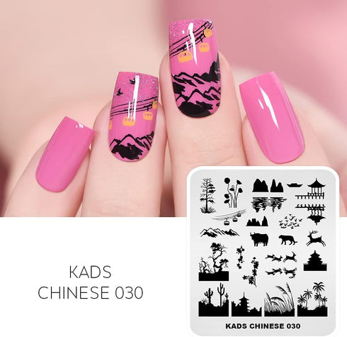 Nail Stamping Plate Stainless Steel Nail Plates Template Nail Polish Stamping Landscape Image Transfer Stencil Manicure Printing Design (CN030)...