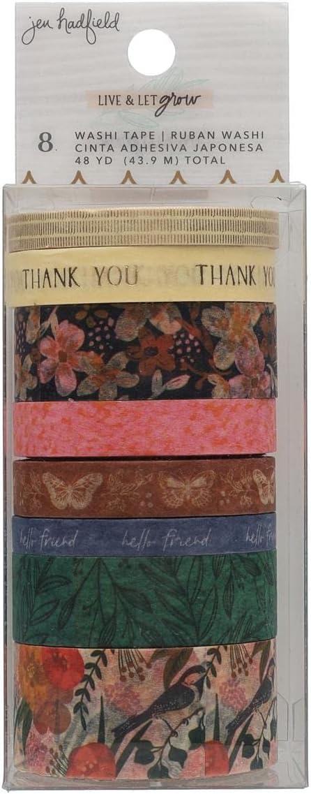 American Crafts Live LET Grow WASHI 8 Rolls, W/Gold Foil...