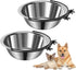 Dog Bowls Crate Water Bowl Kennel Hanging Cage Food Water Bowl Non-Spill Stainless Steel Metal Mountable Feeder Dish for Puppy Bunny Cats Pets Att...