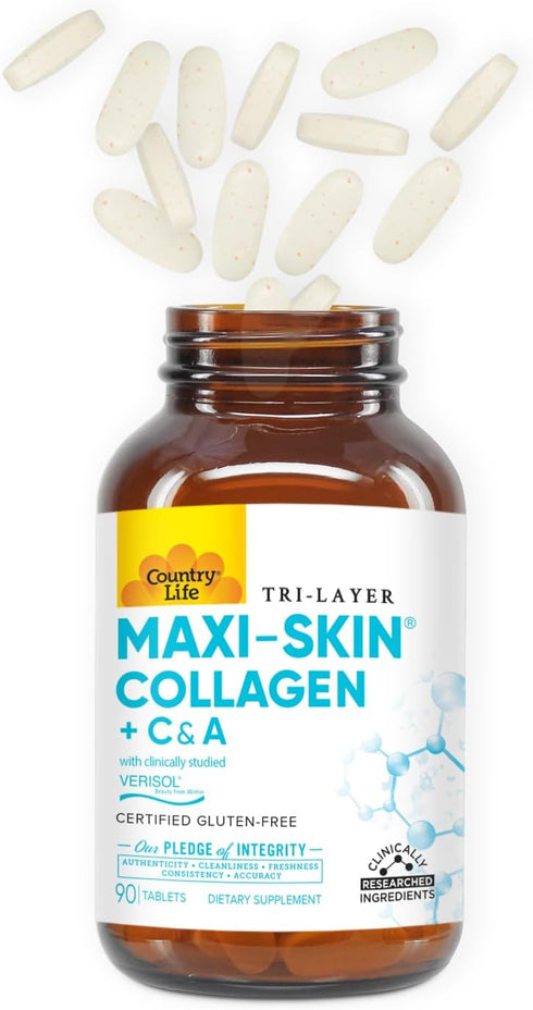 Country Life Maxi-Skin Collagen plus Vitamins C&A, Supports Skin Health...