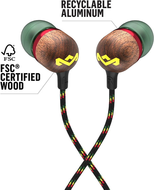 House of Marley Smile Jamaica: Wired Earphones with Microphone, Noise Isolating Design, and Sustainable Materials (Rasta)......