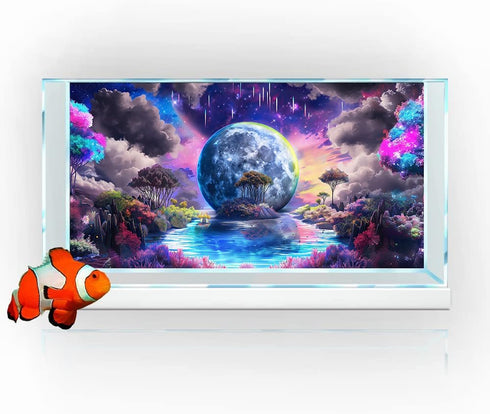 36" X 20"Trippy Planet Aquarium Background, Galaxy Space Tapestry Fantasy Forest Mountain Tank Decorations Background, Aesthetic Floral Plant Art ...