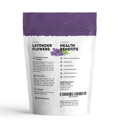 Kate Naturals Dried Lavender Flowers for Tea, Syrup, Lemonade, Soap Making. Edible Culinary Grade Buds (4oz, Organic, Food Grade)...