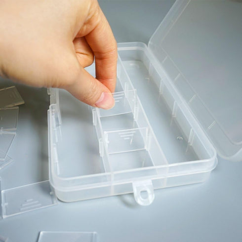 4 Pcs 15 Grids 6.85 Inch x 3.85 Inch Adjustable Small Removable Clear Plastic Jewelry Organizer Divider Storage Box Jewelry Earring Tool Container...