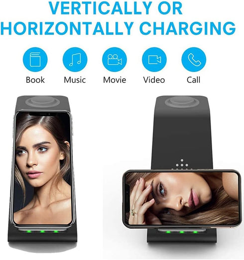 Wireless Charger Samsung 3 in 1 Qi Fast Wireless Charging Station for Multiple Devices Android Galaxy Watch 6/5/4/3/Active2/1/Gear S3,Galaxy S22/S...