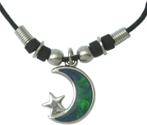Mood Pendant Necklace - Moon with Star...