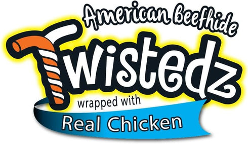 Pet Factory Twistedz American Beefhide 5" Chip Rolls Dog Chew Treats w/ Real Chicken Meat Wrap - 8 Count/1 Pack...