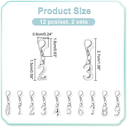 NBEADS 40 Pcs 0-9 Number Stitch Markers, Alloy Crochet Marker Charms Removable Lobster Clasp Locking Stitch Marker for Knitting Weaving Sewing Jew...