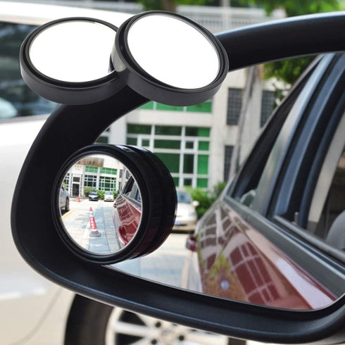 Ampper 2" Round Blind Spot Mirror, 360 Degree Adjustabe HD Glass and ABS Housing Convex Round Stick-On Mirror for Car (Black, Pack of 2)...