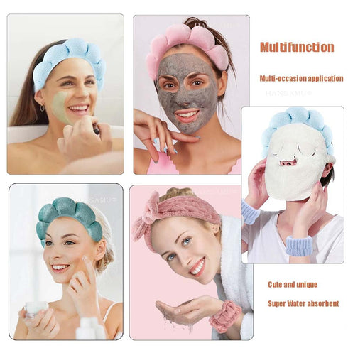 HANSAMU 5 Pcs Reusable Hot Cold Face Towel Masks for Skincare, Facial Masks Steamer Facial Kits for Women Girls Estheticians Skin Care, 1 Spa Head...