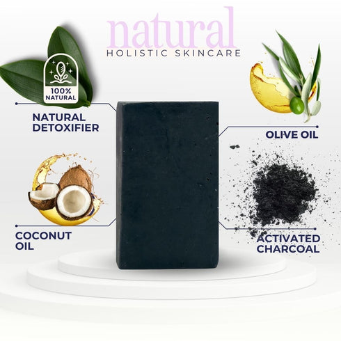 SKIN MATRA - Holistic & Natural Charcoal Bar - Handmade Skincare with Activated Charcoal, Organic Olive Oil & Coconut Oil - Cleanses and Gently Ex...