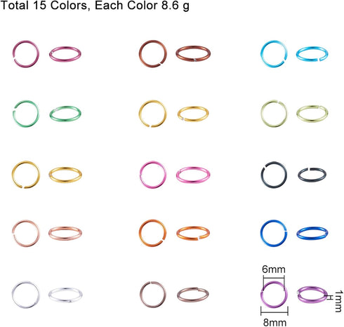 PH PandaHall 15 Color 10mm Open Jump Rings, 1950pcs Aluminum Jump Rings for Choker Necklaces Bracelet Chain Maille Chainmail Jewelry Making...
