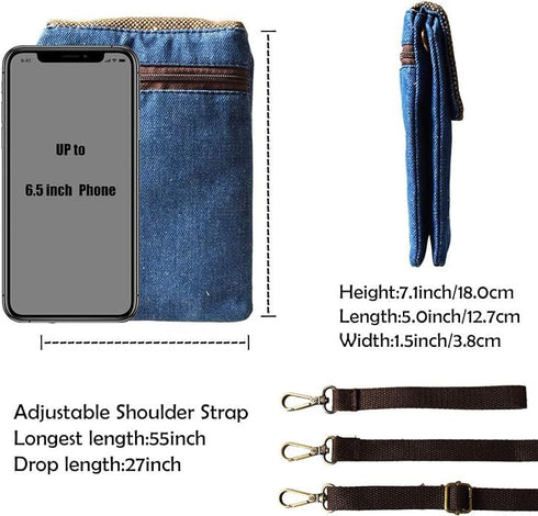 Women Small Crossbody Bag Canvas Cell Phone Purse Coin Pouch Ladies Handbag Mini Shoulder Bag for Smartphone...