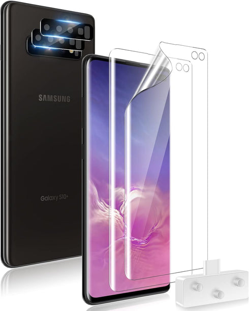 TOCOL 2+2 Pack Fit for Samsung Galaxy S10 Plus - 2 Pack TPU Screen Protector and 2 Pack Camera Lens Protector, Alignment Frame, Easy Installation,...