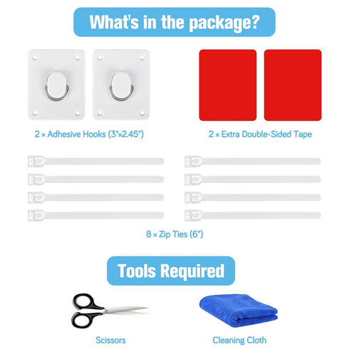 Retractable Baby Gates Floor Adhesive Hooks No Drilling (2-Pack) Prevent Babies and Pets from Going Under The Gate, Mesh Dog Gate Ground Anchor Ho...