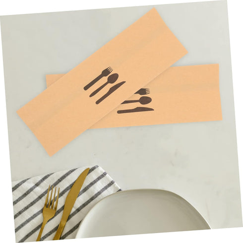 100pcs Kraft Paper Cutlery Set Kraft Paper Silverware Bags Dinner Table Decor Disposable Cutlery Utensil Holder Disposable Fork Wedding Disposable...