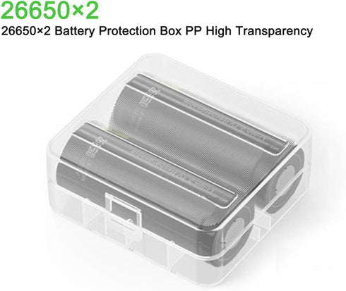 Heyiarbeit Battery Storage Case Holder Box for 2 26650 Batteries, Clear Color (2 Pack)...