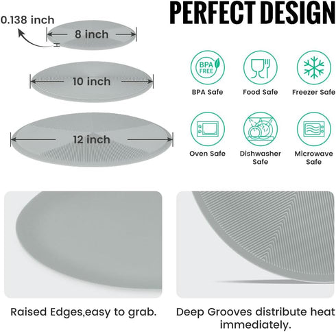 Multi-use Microwave Mat, 3 Pack Trivets, Hot Pad, Pot Holders, Place Mat, Utensils Rest, Silicone Cover Pad for Kitchen Counter (Non-Slip, Heat Re...