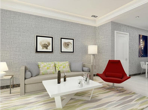 Linen Textured Fabric Wallpaper,Peel and Stick 3D Wallpaper Self-Adhesive Wallpaper Removable Wallpaper for Cabinets Counter Top Bedroom(Light Gra...