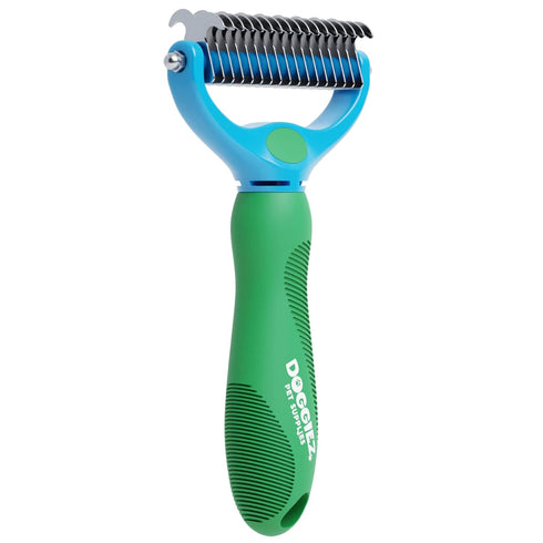 Dog and Cat Dematting and Deshedding Tool - Double Sided Undercoat Rake Comb & Detangler - Cat Brush Dog Shedding Brush for Matted Hair, Long Fur ...