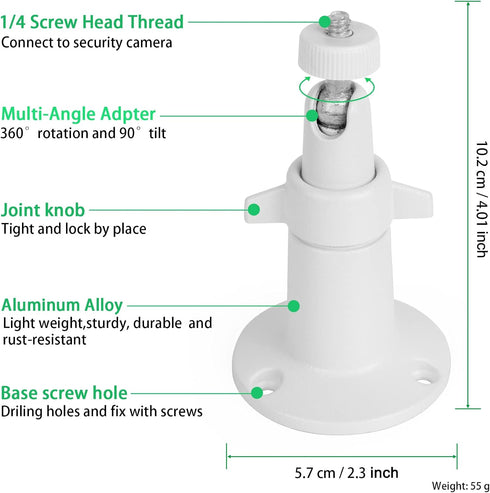 2 Pack Wall Mount Holder Compatible with SimpliSafe Outdoor Security Camera, 360°Rotation Security Bracket with 1/4 Screw Thread , Camera Not Incl...