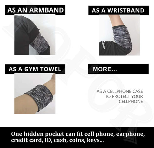 Large Big Armband for Cellphone Jogging Running - Hidden Pocket for iPhone 6S 7 8 X XR XS 11 12 13 14 15 Max Plus Pro Walking Hiking Trekking Work...