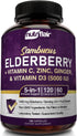NutriFlair Sambucus Elderberry, 120 Veggie Capsules - 5 in 1 Immune Support and Antioxidant Supplement with Vitamin C, Vitamin D3 5000 IU, Zinc, G...