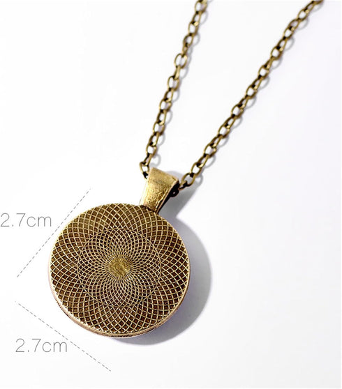 Painting Glass Pendant Necklace Gold Silver Plated Vintage Charm Starry Night Artistic Paint Round Circle Geometric Chain Necklace for Women Men I...