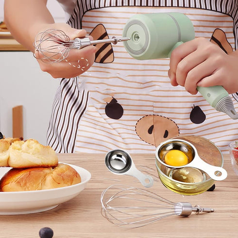 Hand Mixer, Portable Electric Cordless Handheld Mixer, 3-speed Usb Rechargeable with Twin Mixer Whips and Egg Separator for Butter, Cream,Kitchen ...