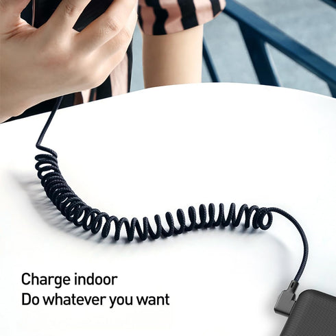 AICase 90 Degree Coiled Charging Cable,Right Angle Design Gaming LED Cord 6ft/1.8m Elastic Nylon Cable,Charge and Sync for Phone XS/XS Max/XR/Phon...